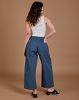 Drop Pocket Cargo Pants in French Blue back view on Alex