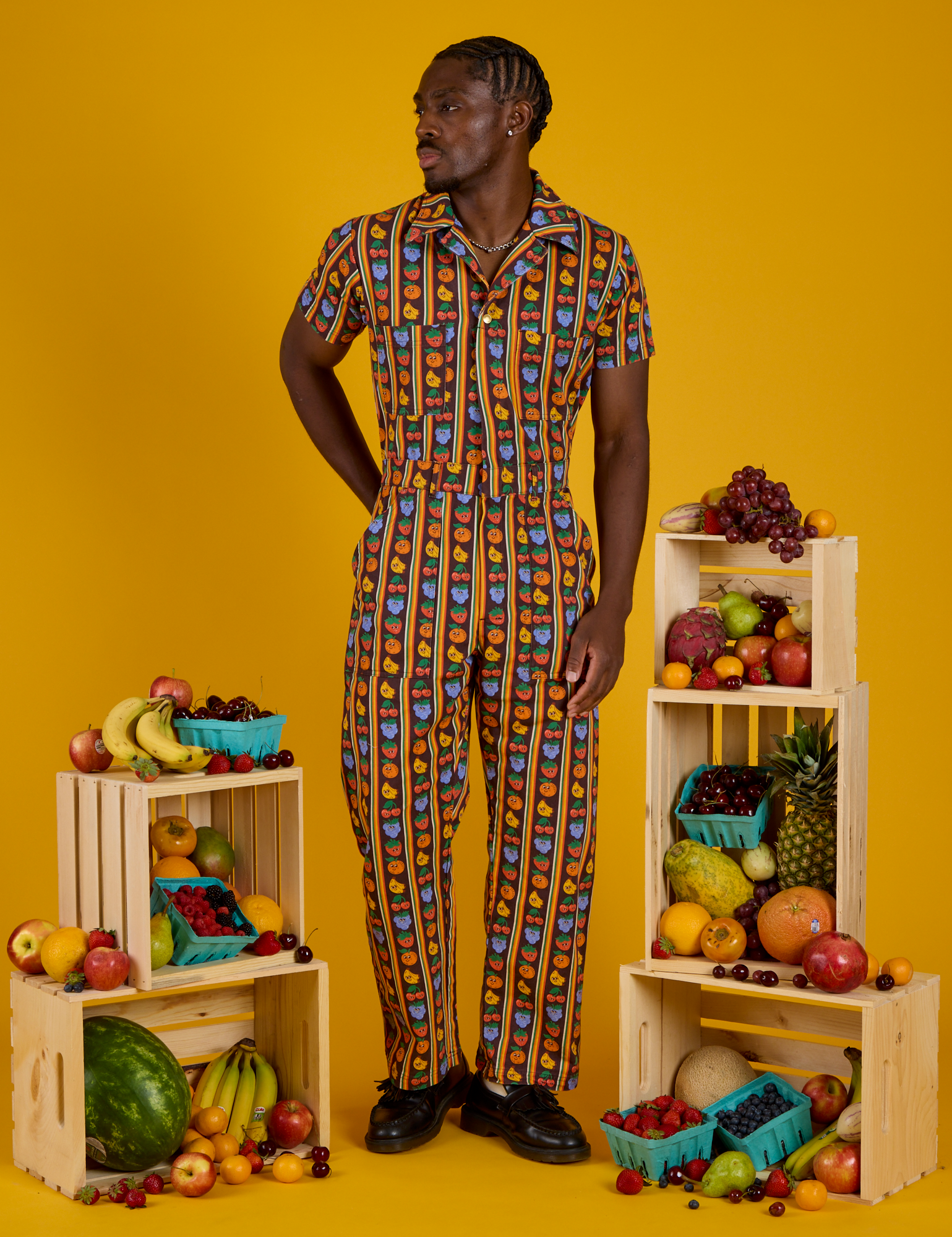 Short Sleeve Jumpsuit - Fruit Fantasy