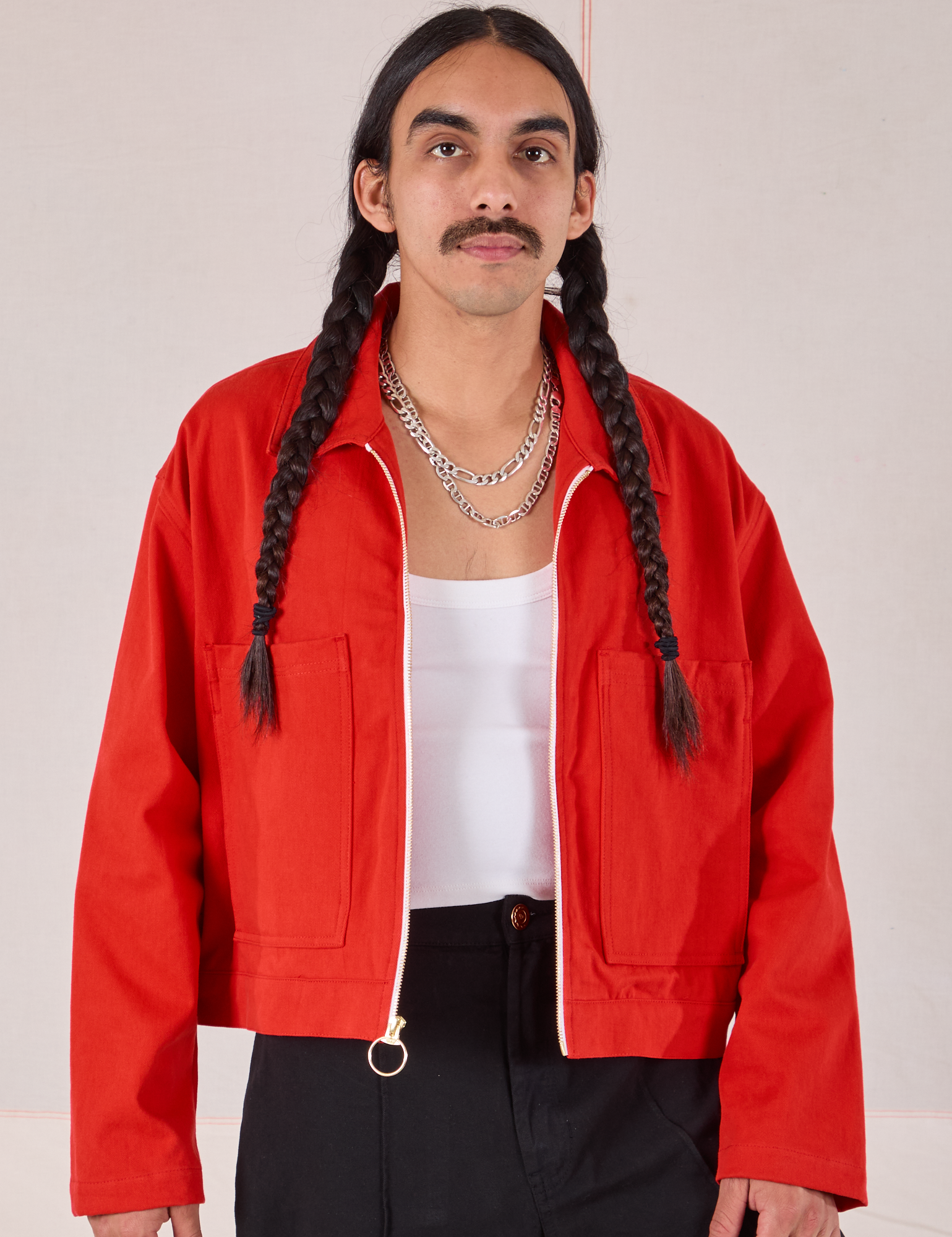Mechanic Jacket in Mustang Red on Anthony