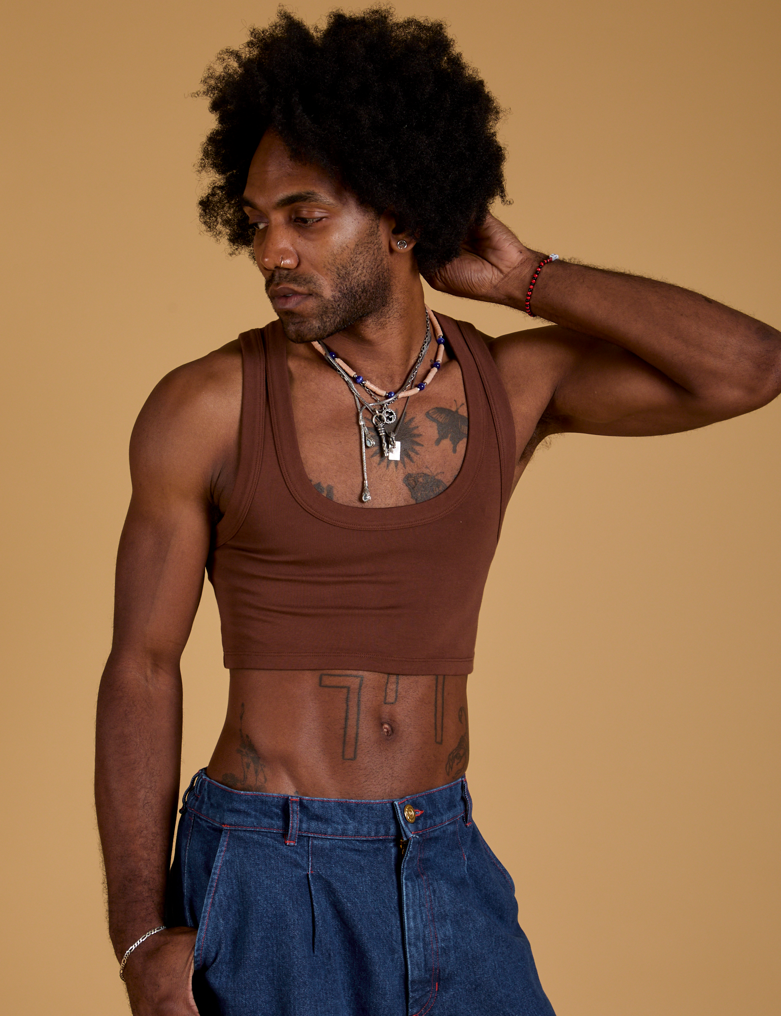 Mini Tank in Fudgesicle Brown worn by Jerrod