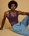 Contrast Stitch Mini Tank in Nebula Purple worn by Jerrod