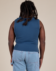 Muscle Tee in French Blue back view on Demi