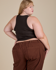 Racerback Tank in Espresso Brown back view on Juliet