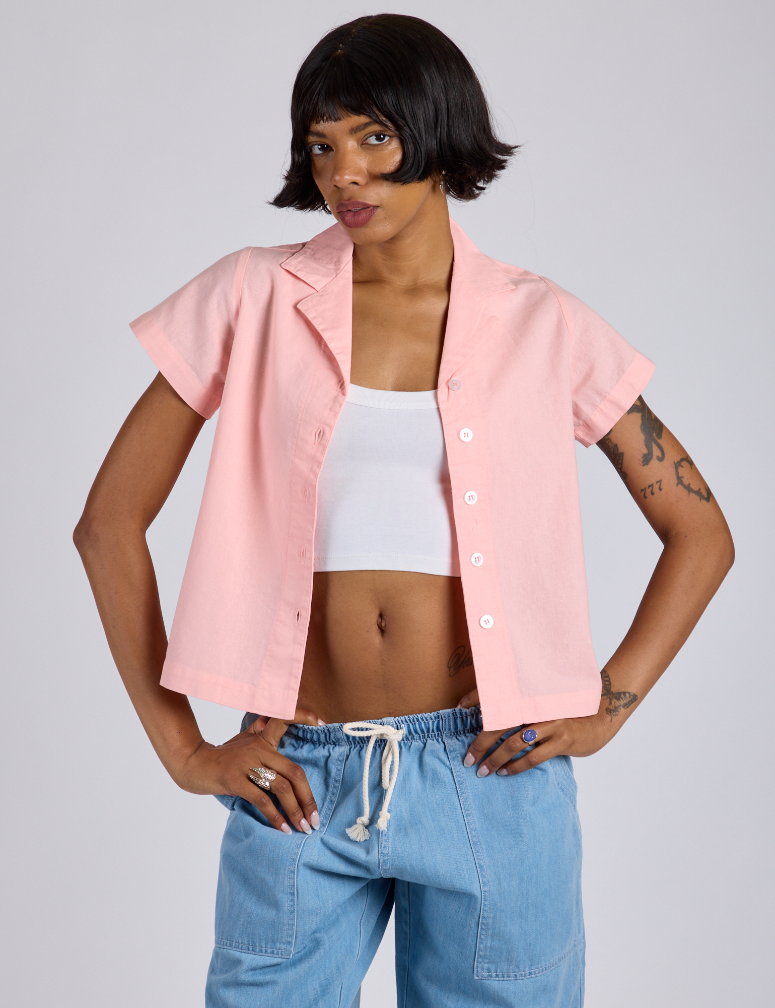 Pantry Button-Up in Baby Pink on Kira