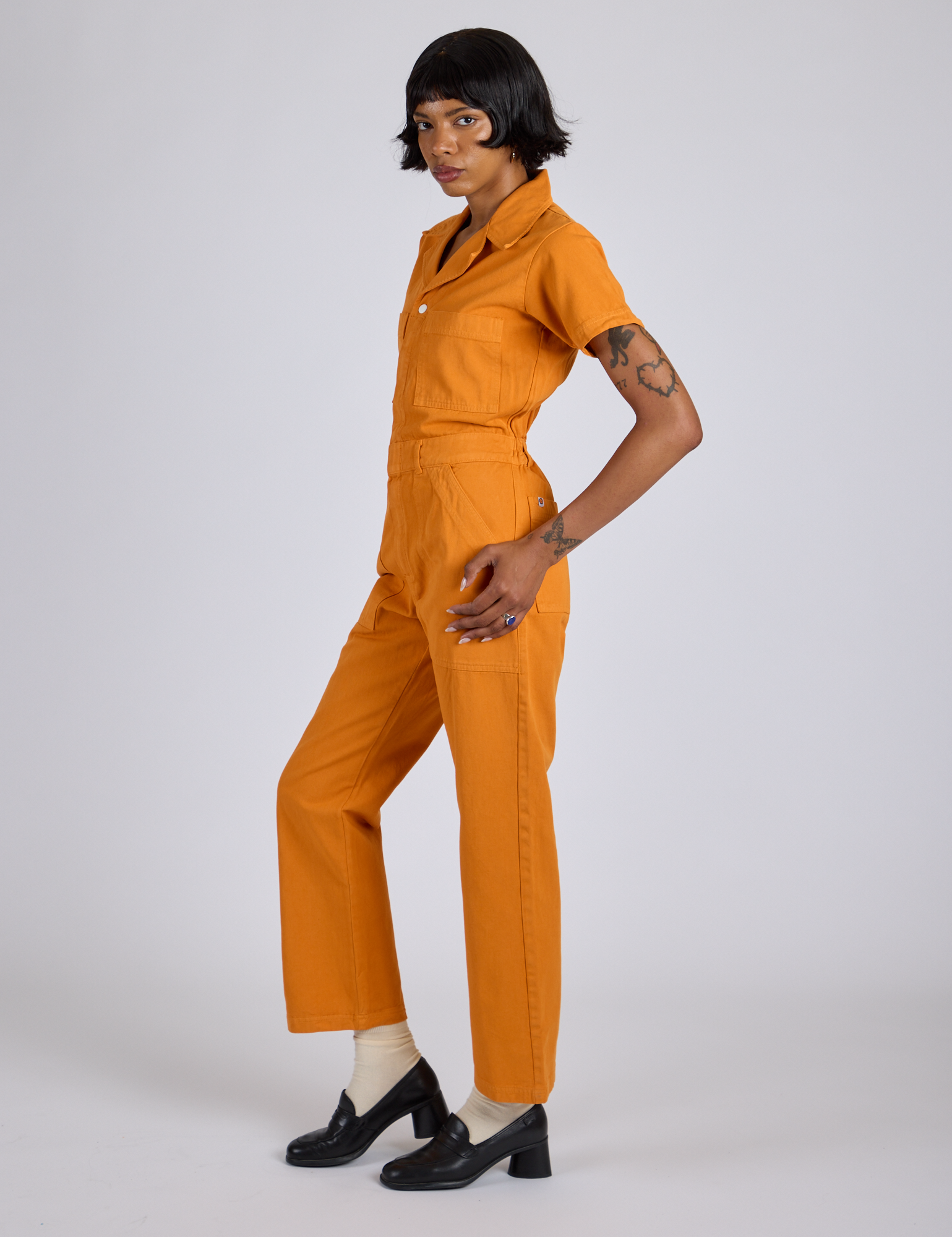 Short Sleeve Jumpsuit - Creamsicle Orange