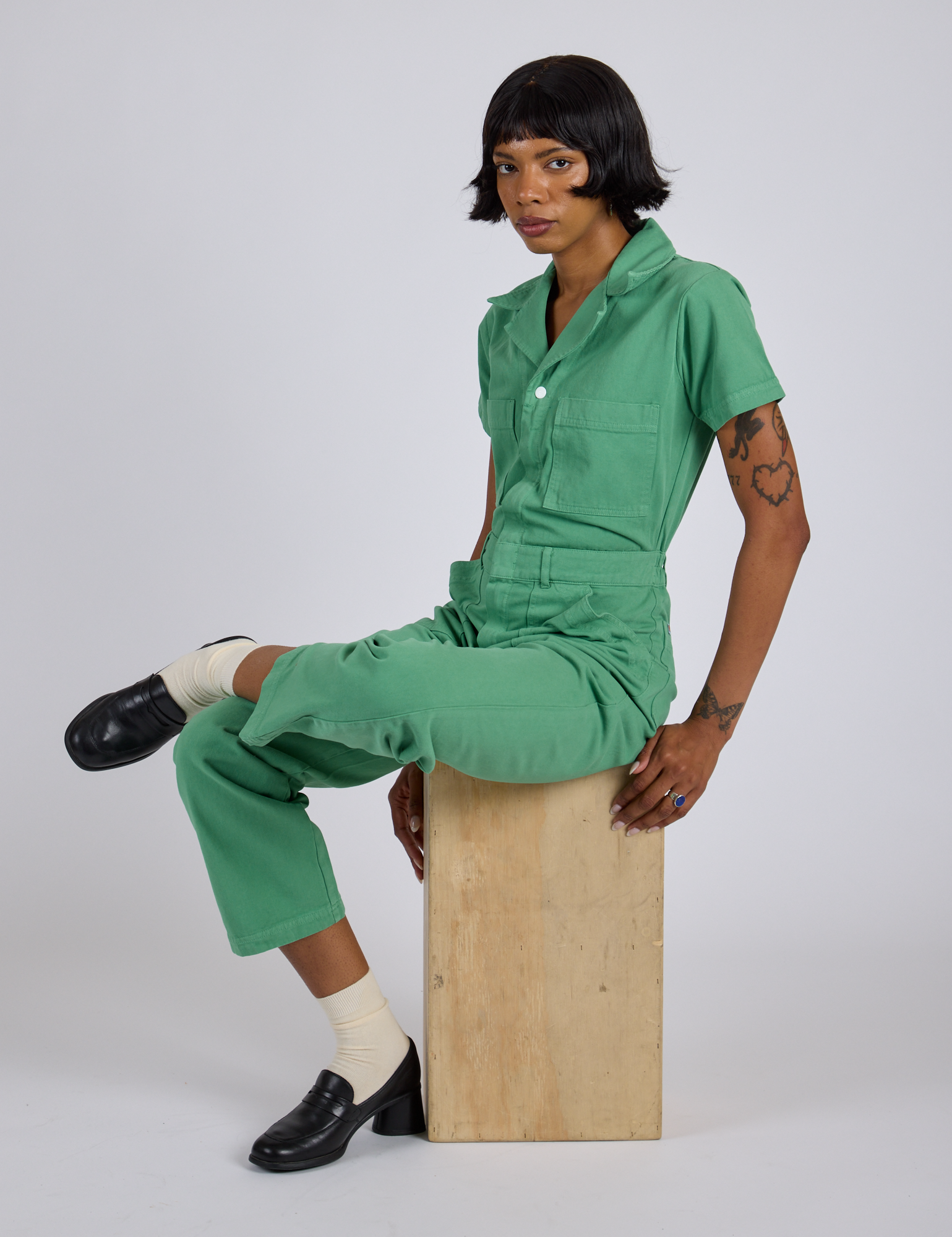 Short Sleeve Jumpsuit - Seafoam Green