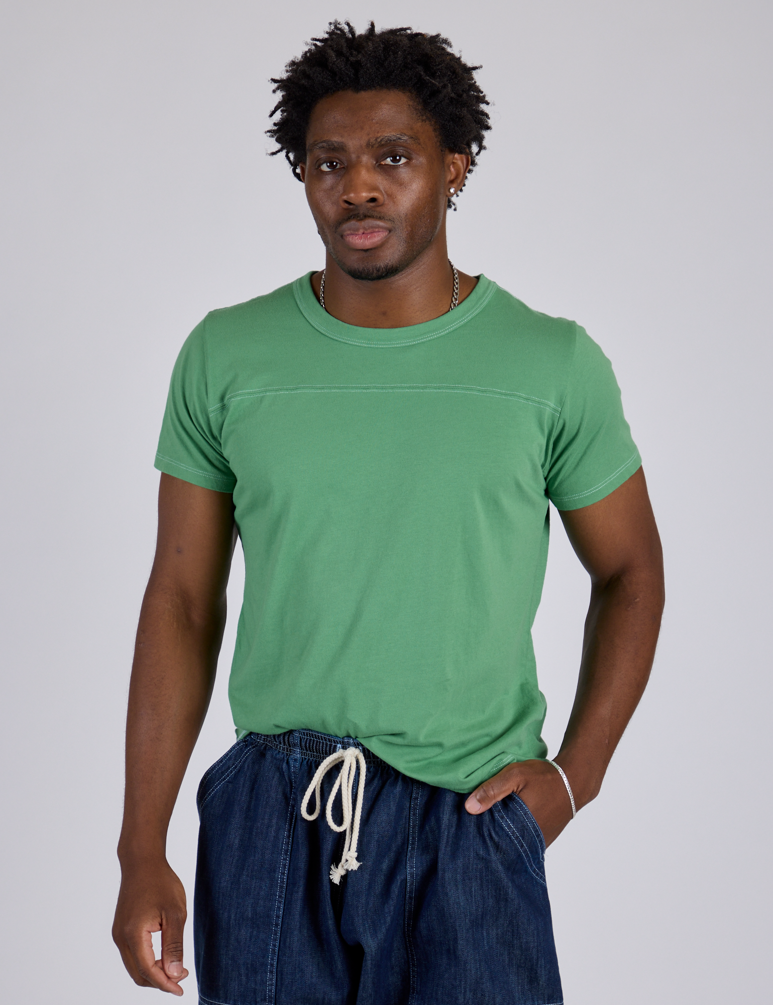 Jr. Varsity Tee in Seafoam Green on Isaac