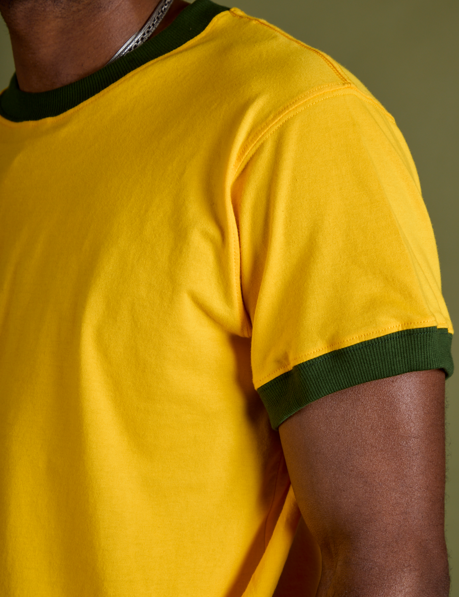 Vintage Ringer Tee in Sunshine Yellow side view close up