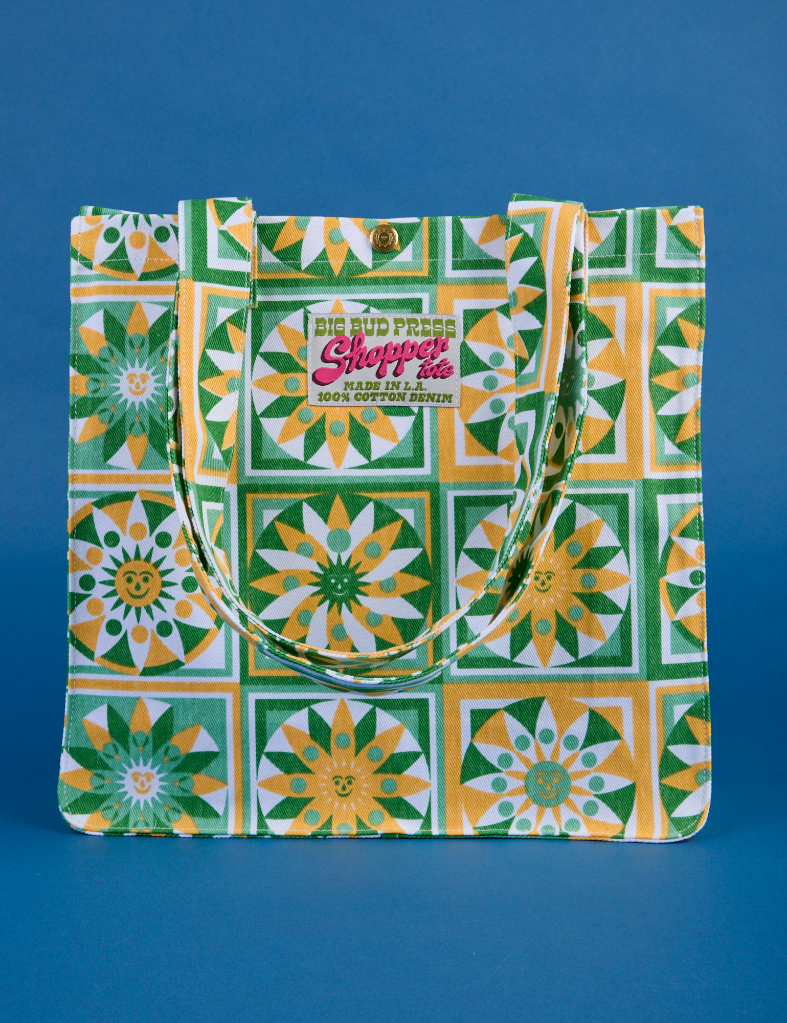 Spring Quilt Printed Shopper Tote