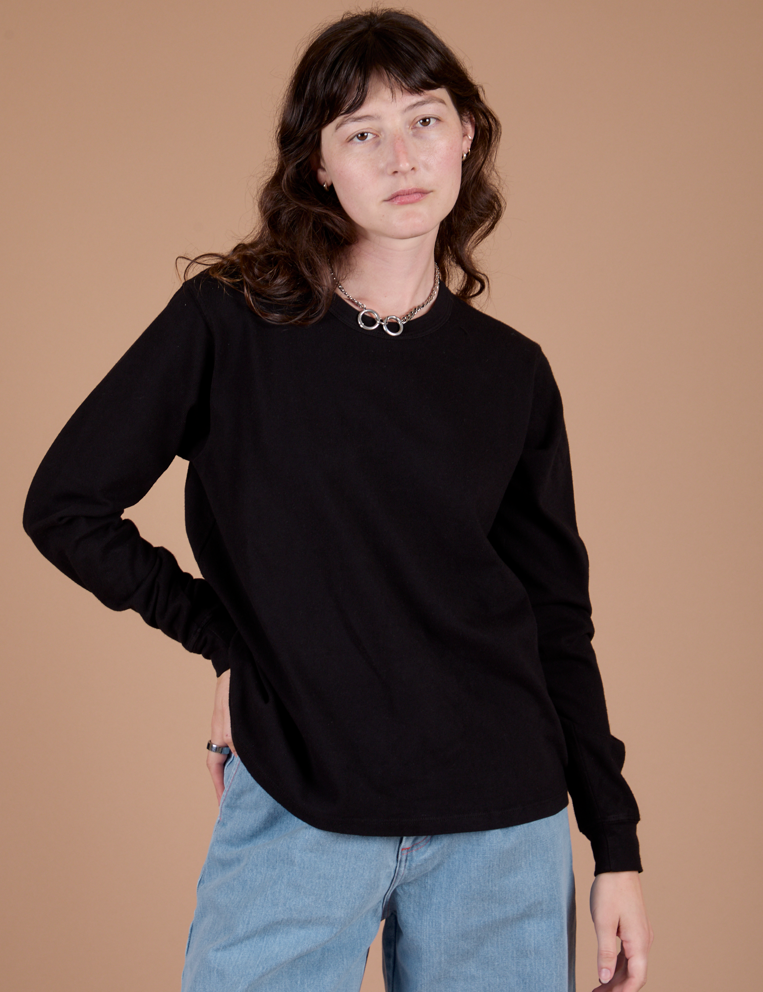 Long Sleeve Burly Tee in Basic Black on Alex