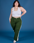 Painted Work Pants in Evergreen and Cropped Tank in Vintage Tee White on Ashley