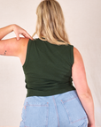 Muscle Tee in Swamp Green back view on Lish
