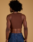 Mini Tank in Fudgesicle Brown back view on Jerrod