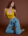 Icon Cropped Tank - Yellow Hibiscus