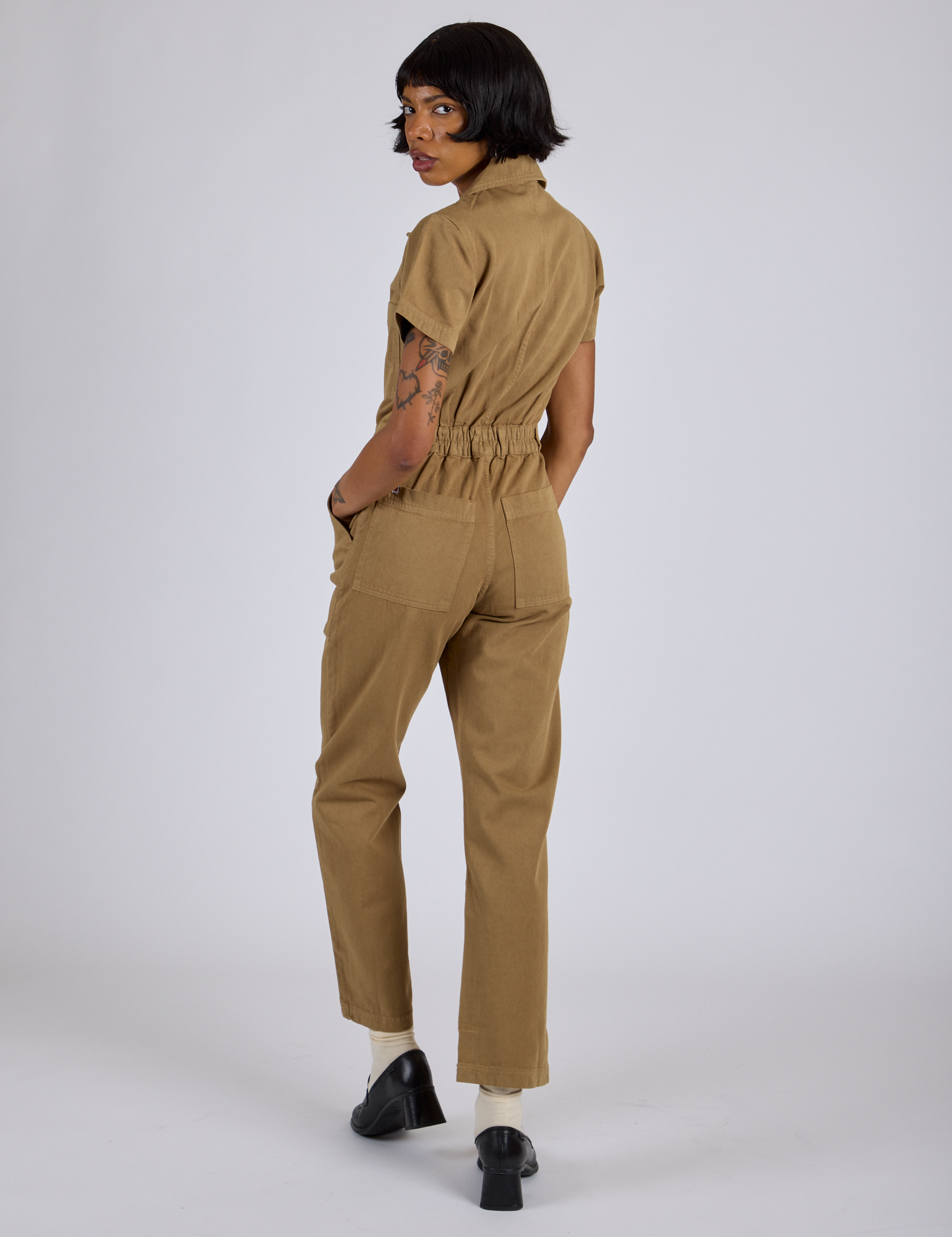 Short Sleeve Jumpsuit - Desert Brown