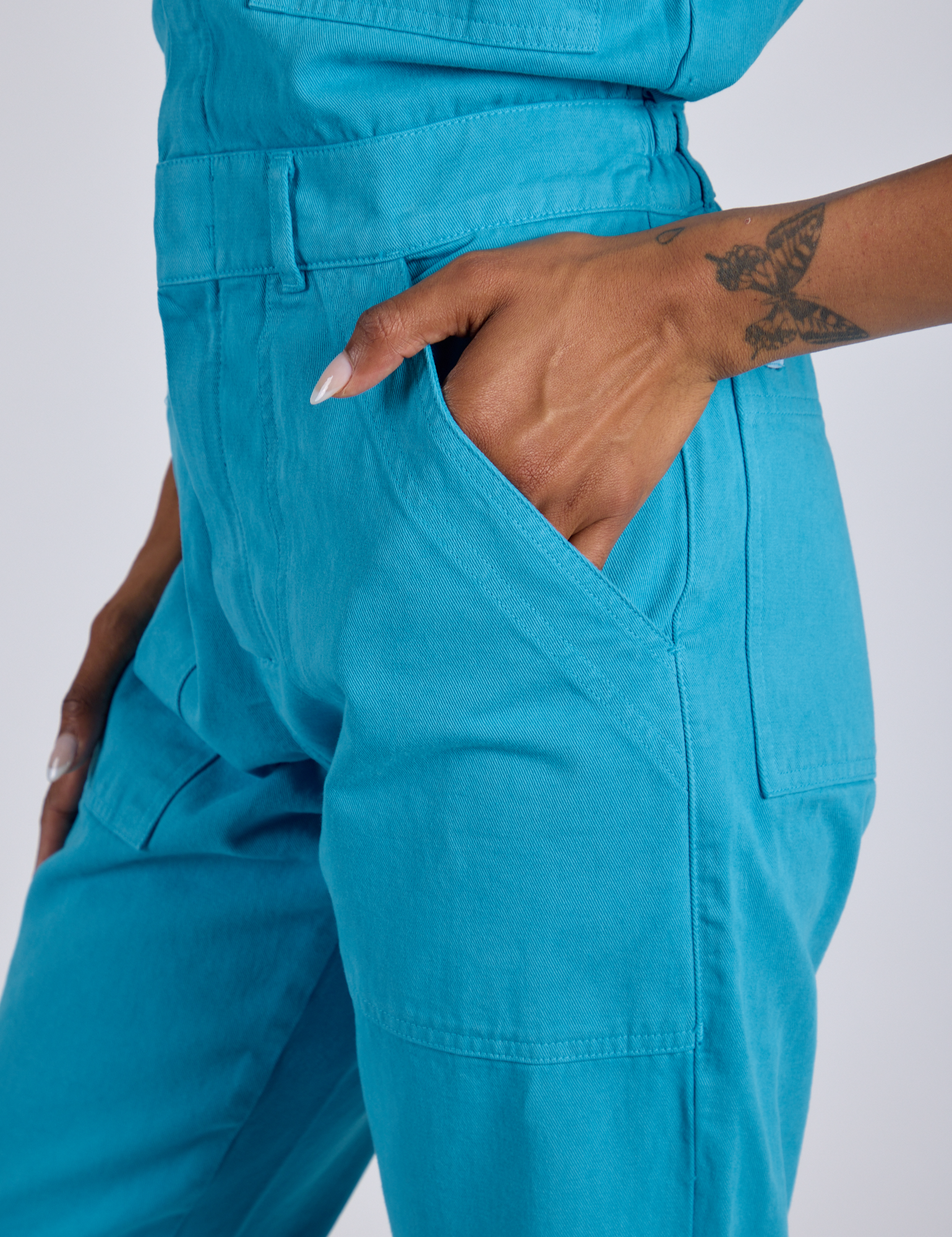Short Sleeve Jumpsuit - Hawaiian Blue