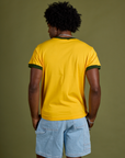 Back view of Vintage Ringer Tee in Sunshine Yellow on Jerrod
