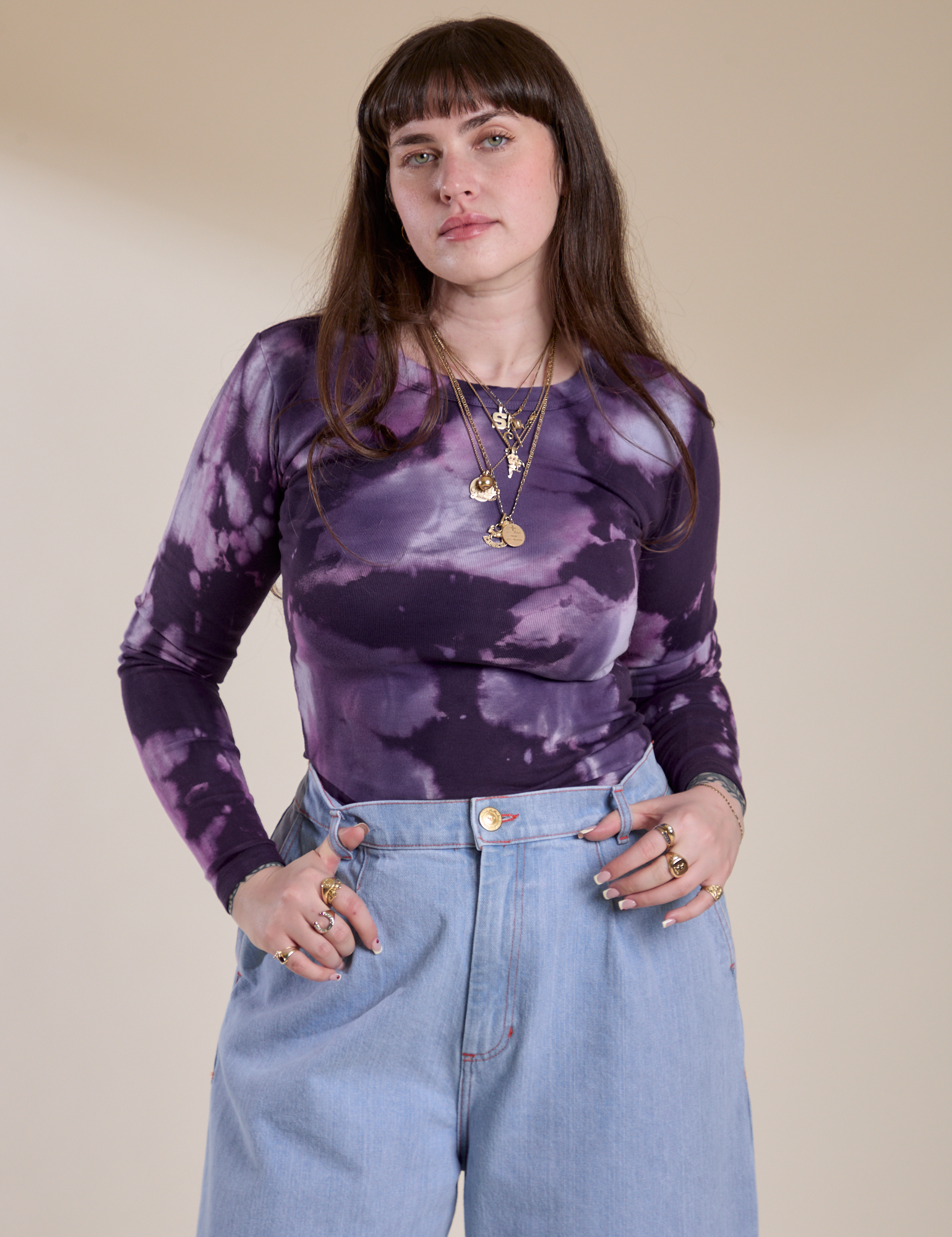 Long Sleeve Baby Tee in Dark Lavender on Sydney