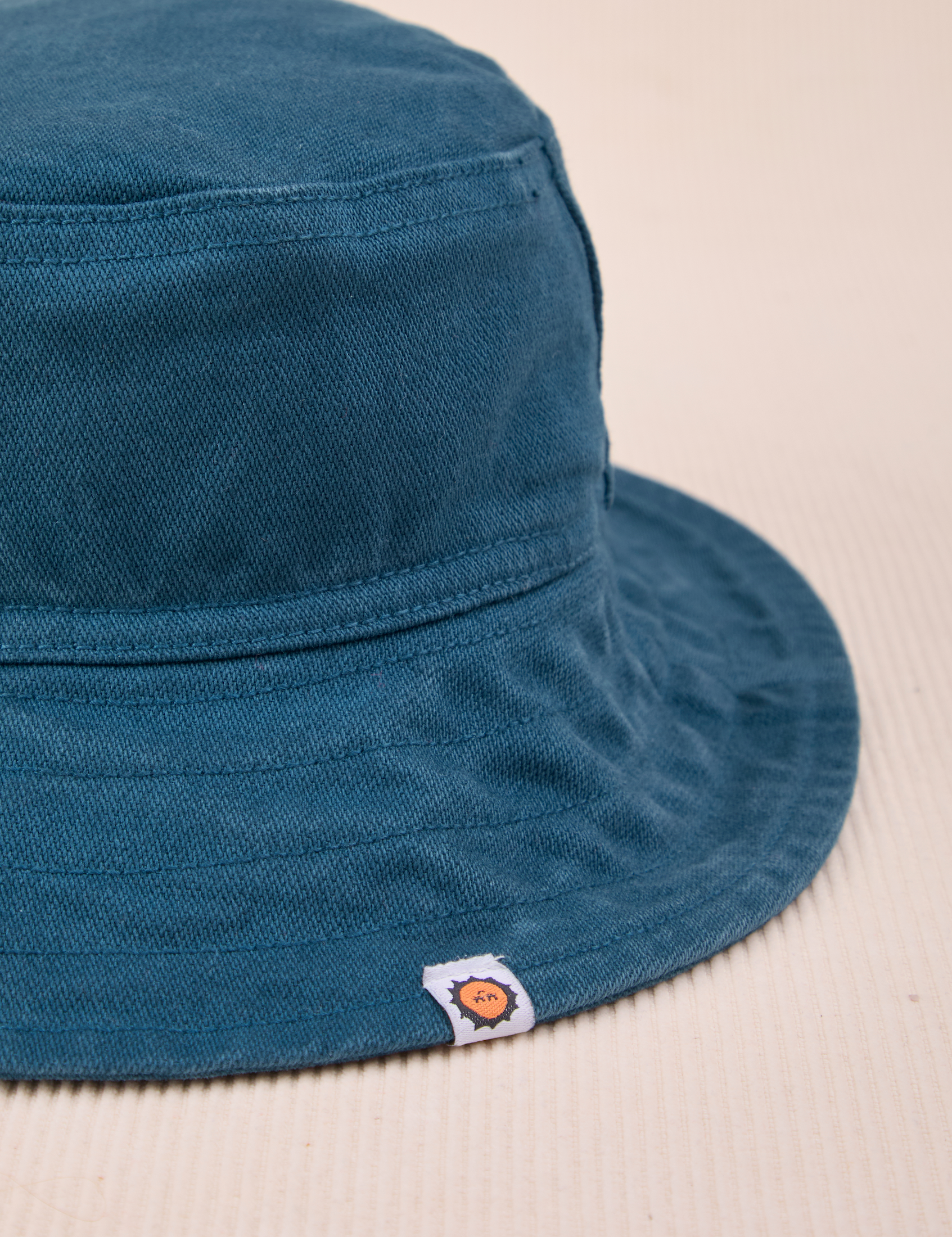 Wide Brim Denim Bucket Hats in Lagoon close up