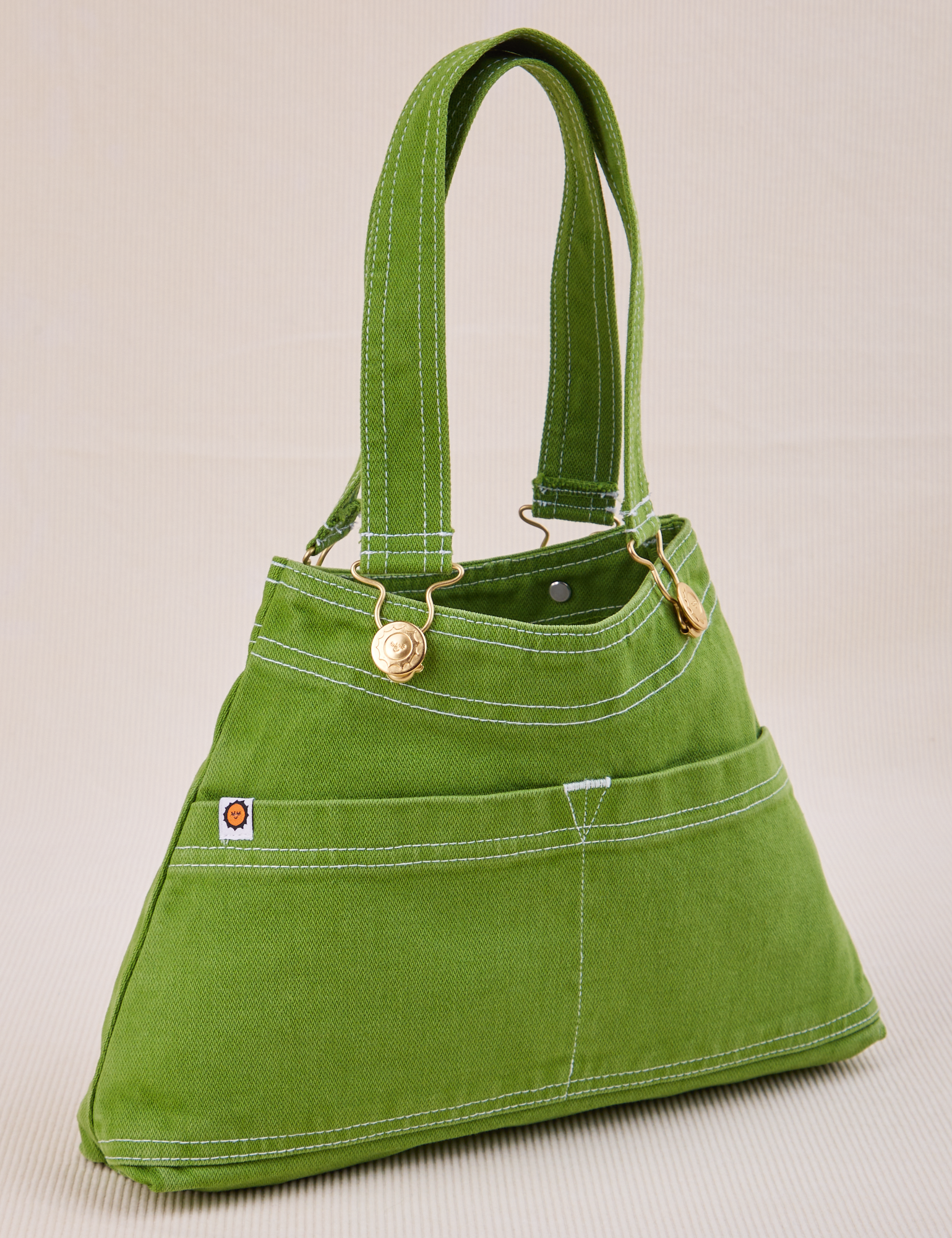 Overall Handbag in Bright Olive angled view