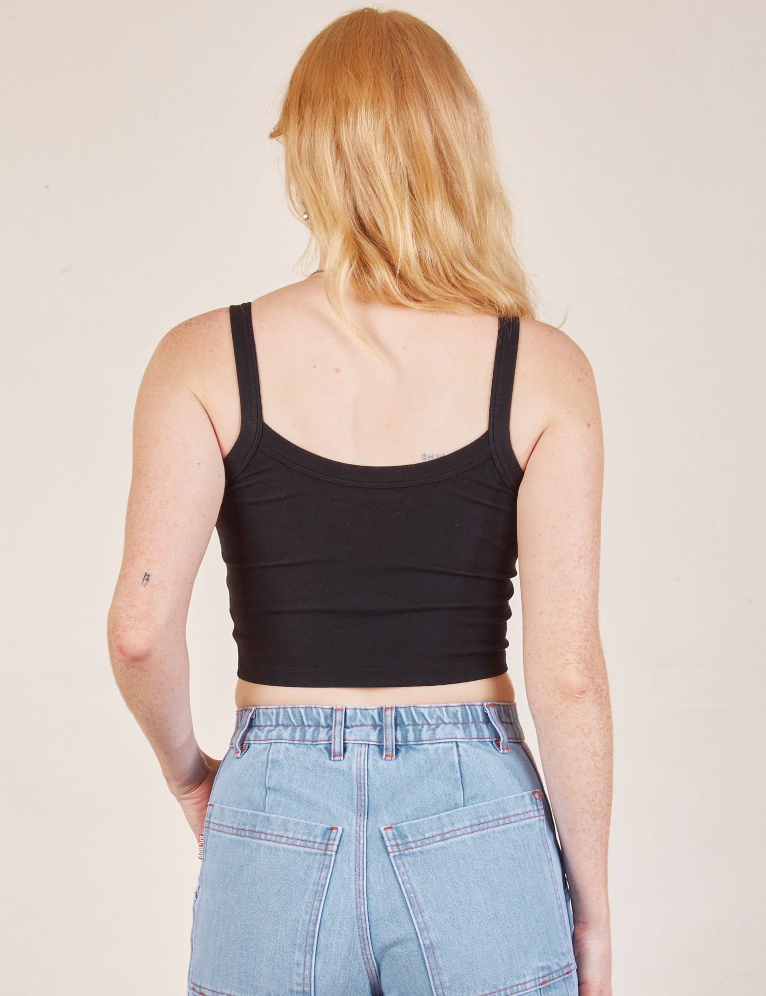 Cropped Cami in Basic Black back view on Margaret