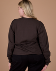 Long Sleeve Burly Tee in Espresso Brown back view on Lish