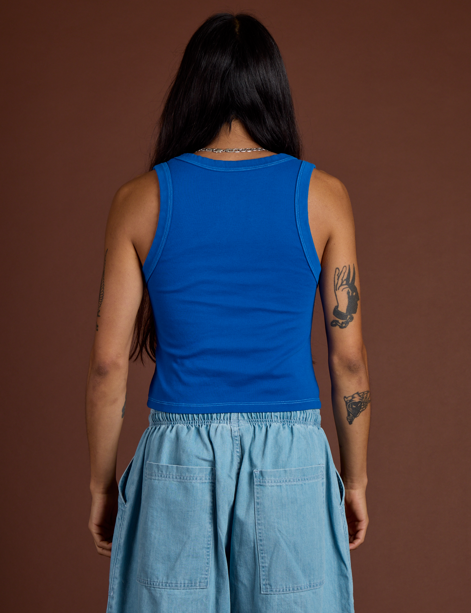 Icon Cropped Tank - Blue Sun
