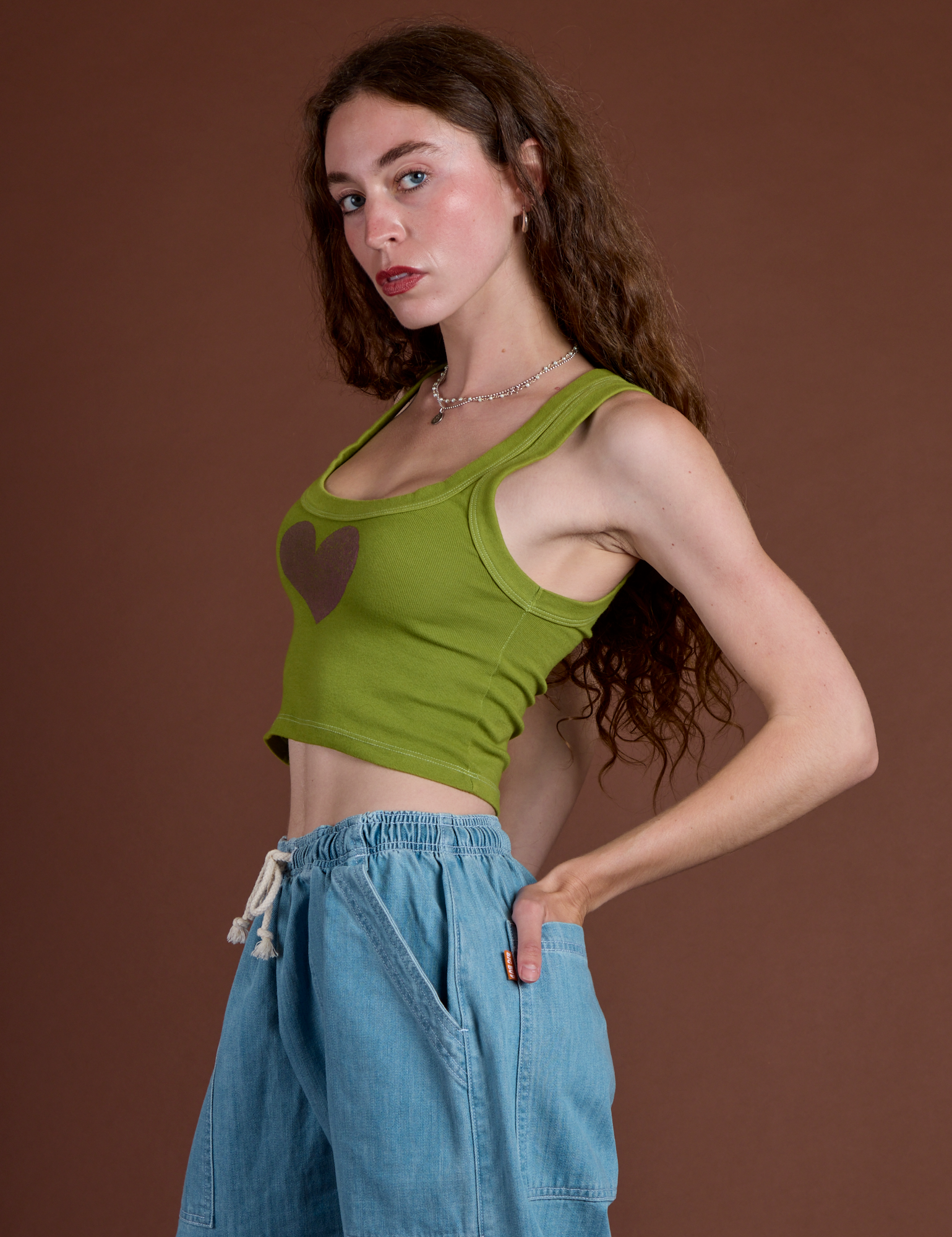 Icon Cropped Tank - Green Heart