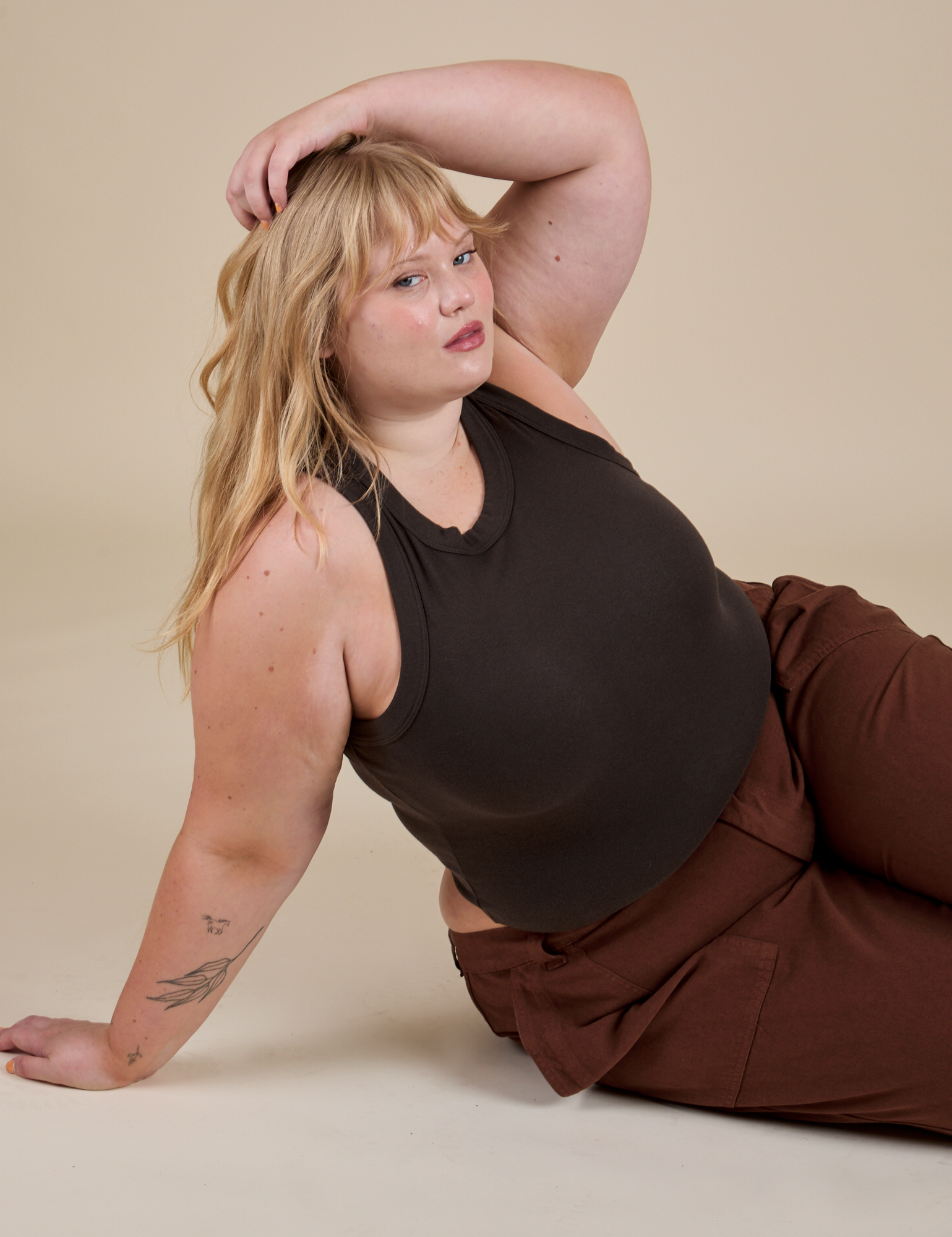 Racerback Tank in Espresso Brown worn by Juliet