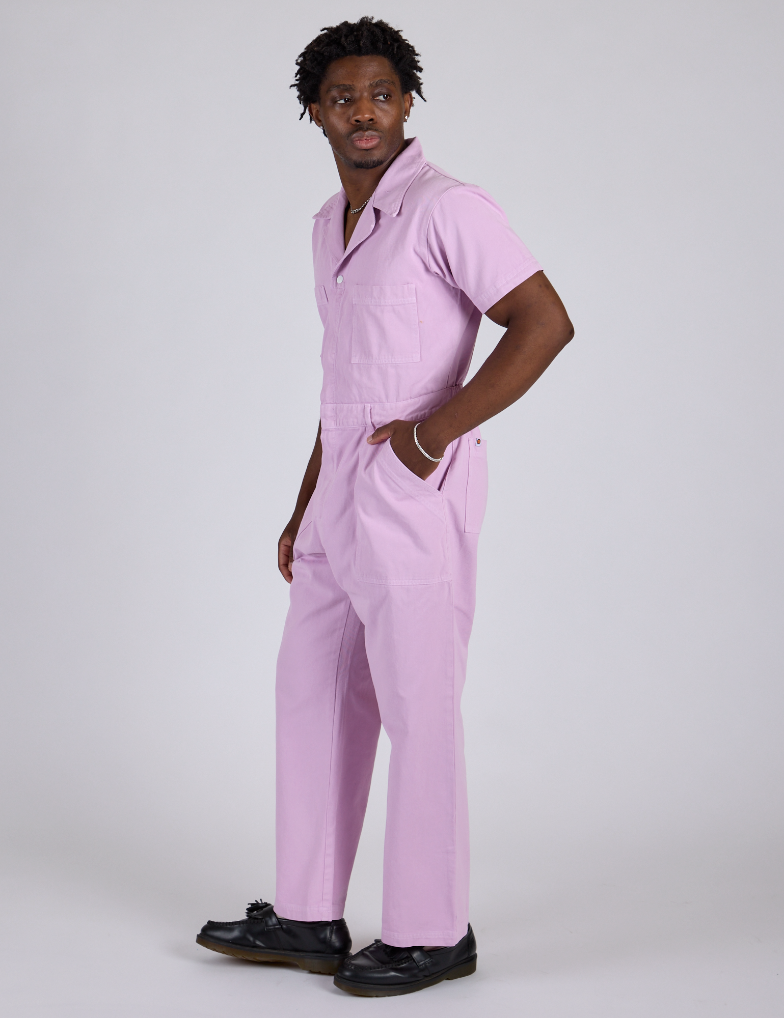Short Sleeve Jumpsuit - Lilac Purple