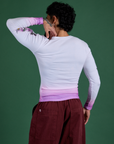 Floral Long Sleeve Baby Tee in Pink back view on Jesse