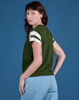 Angled back view of Painted Vintage Tee in Evergreen  on Alex