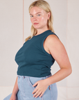Muscle Tee in Lagoon side view on Lish