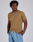 Jr. Varsity Tee in Desert Brown angled front view on Isaac