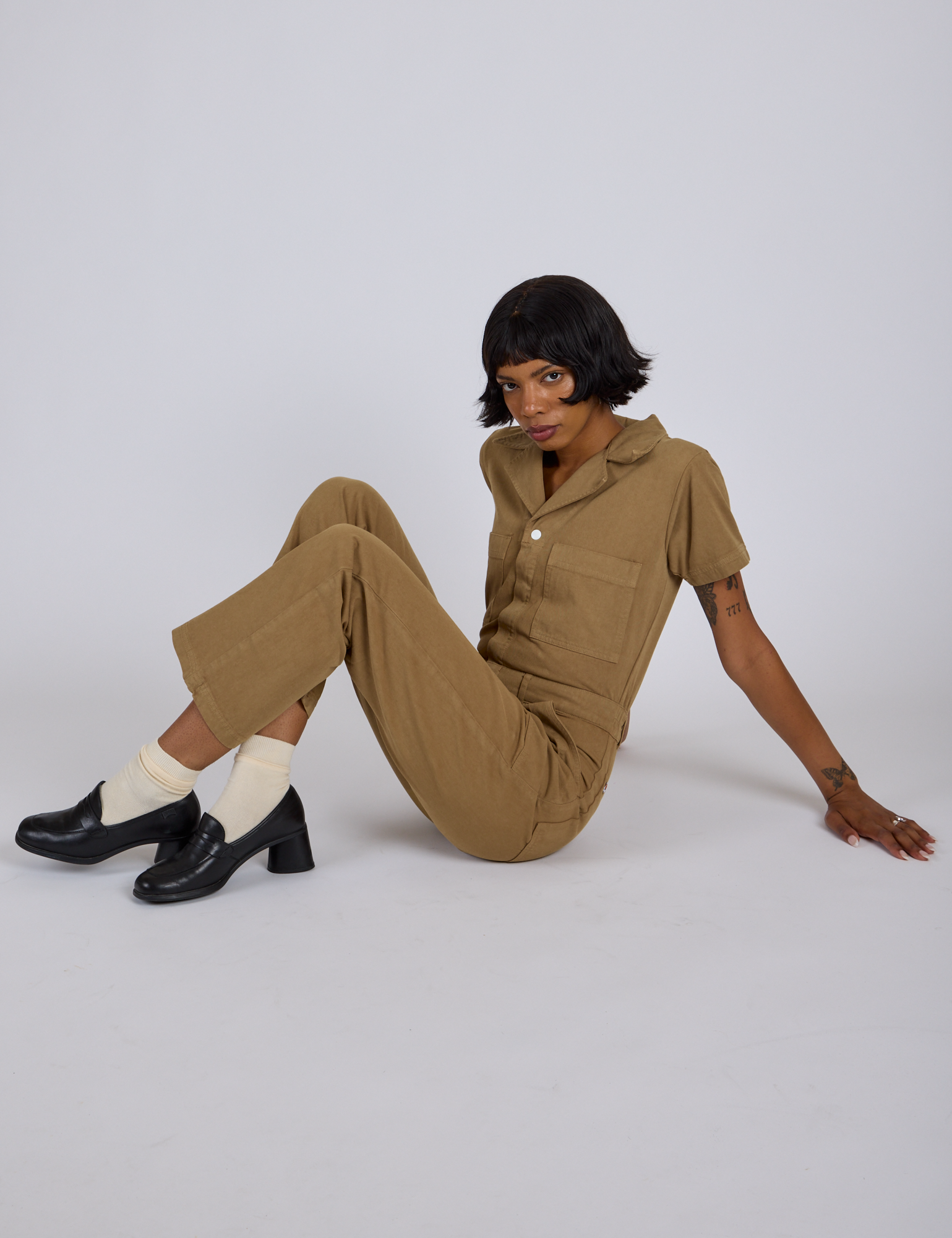 Short Sleeve Jumpsuit - Desert Brown