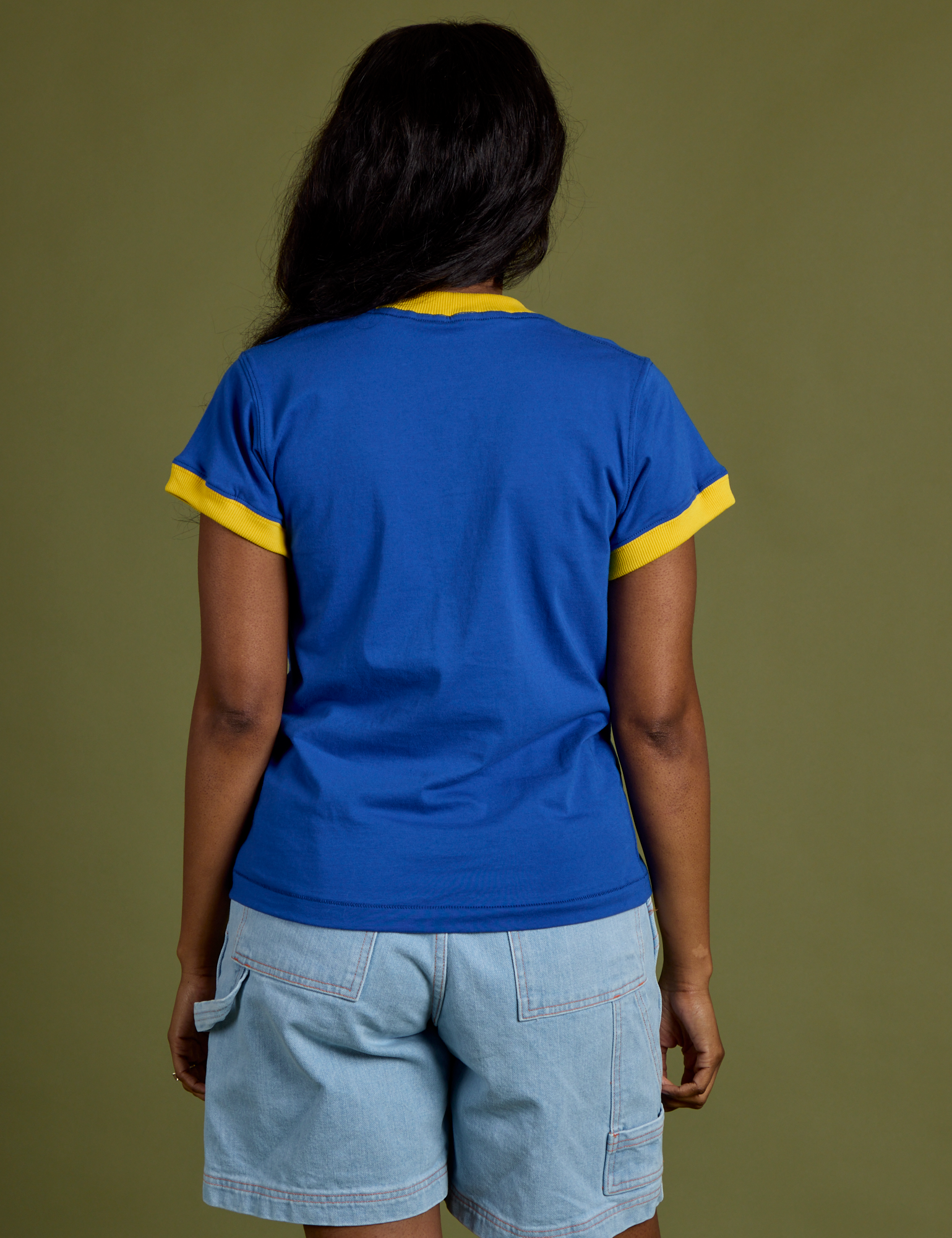 Vintage Ringer Tee in Royal Blue back view on Kandia