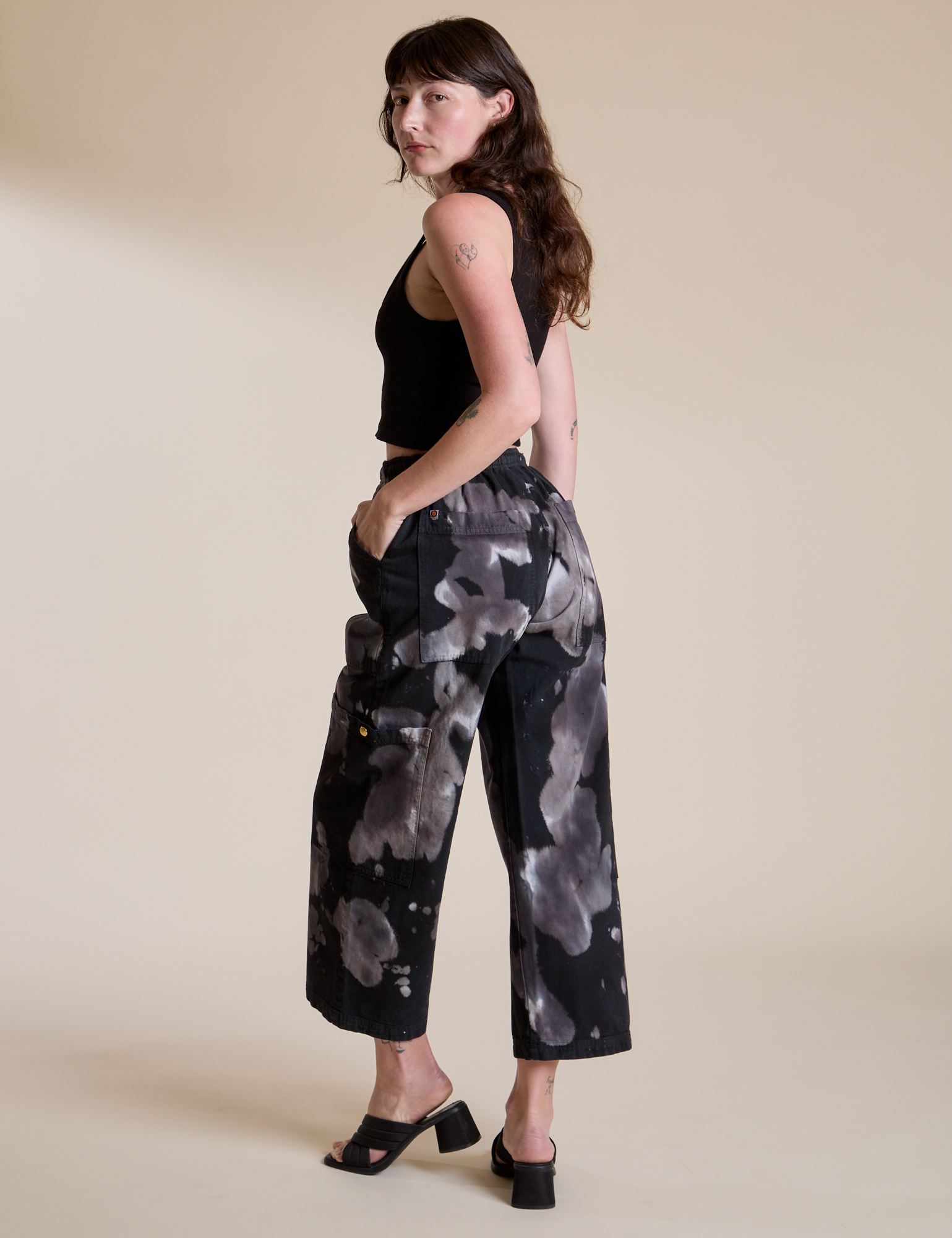Magic Waters Drop Pocket Pants in Ink Blot angled view on Alex