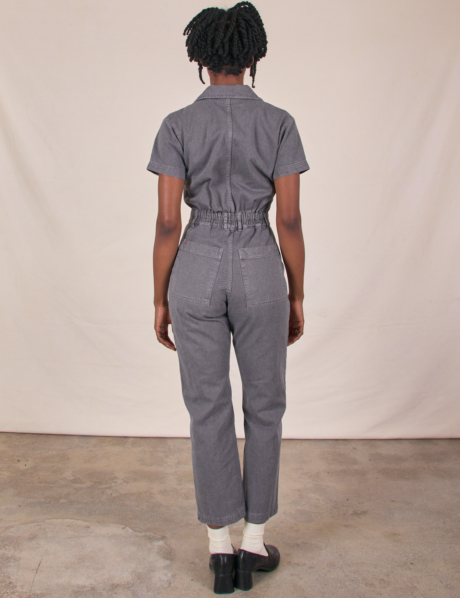 Petite Short Sleeve Jumpsuit - Washed Grey