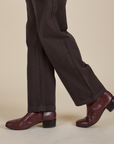 Close up pant leg side view of Work Pants in Espresso Brown on Jesse