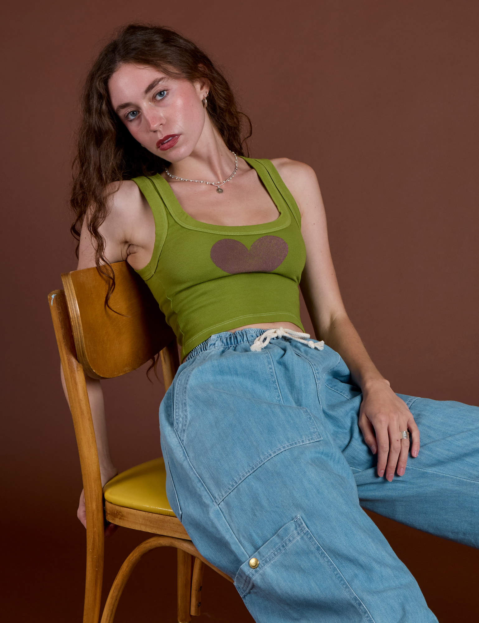 Icon Cropped Tank - Green Heart