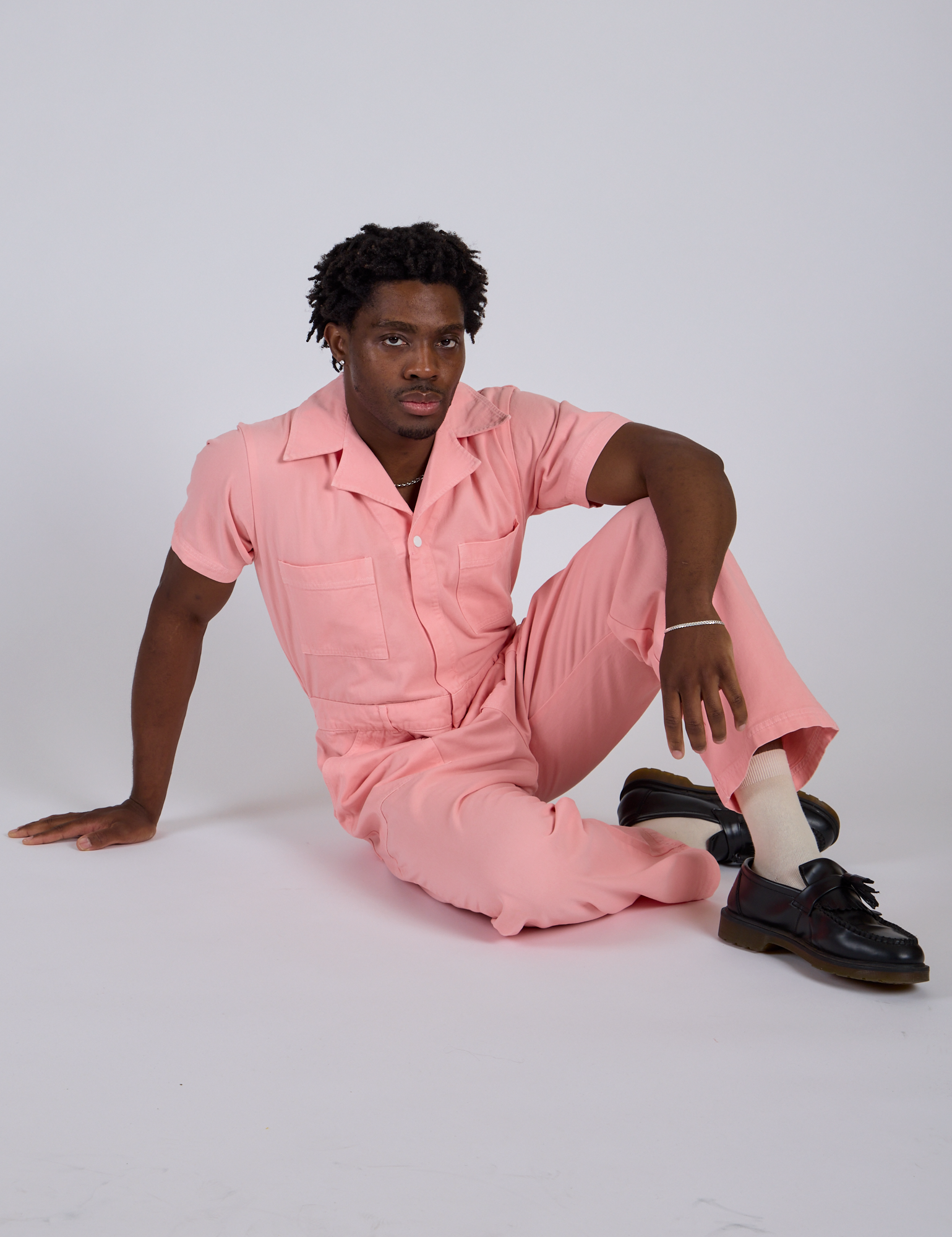 Short Sleeve Jumpsuit - Baby Pink