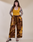 Magic Waters Drop Pocket Pants in Honey Brown and Cropped Tank in Mustard Yellow on Sydney