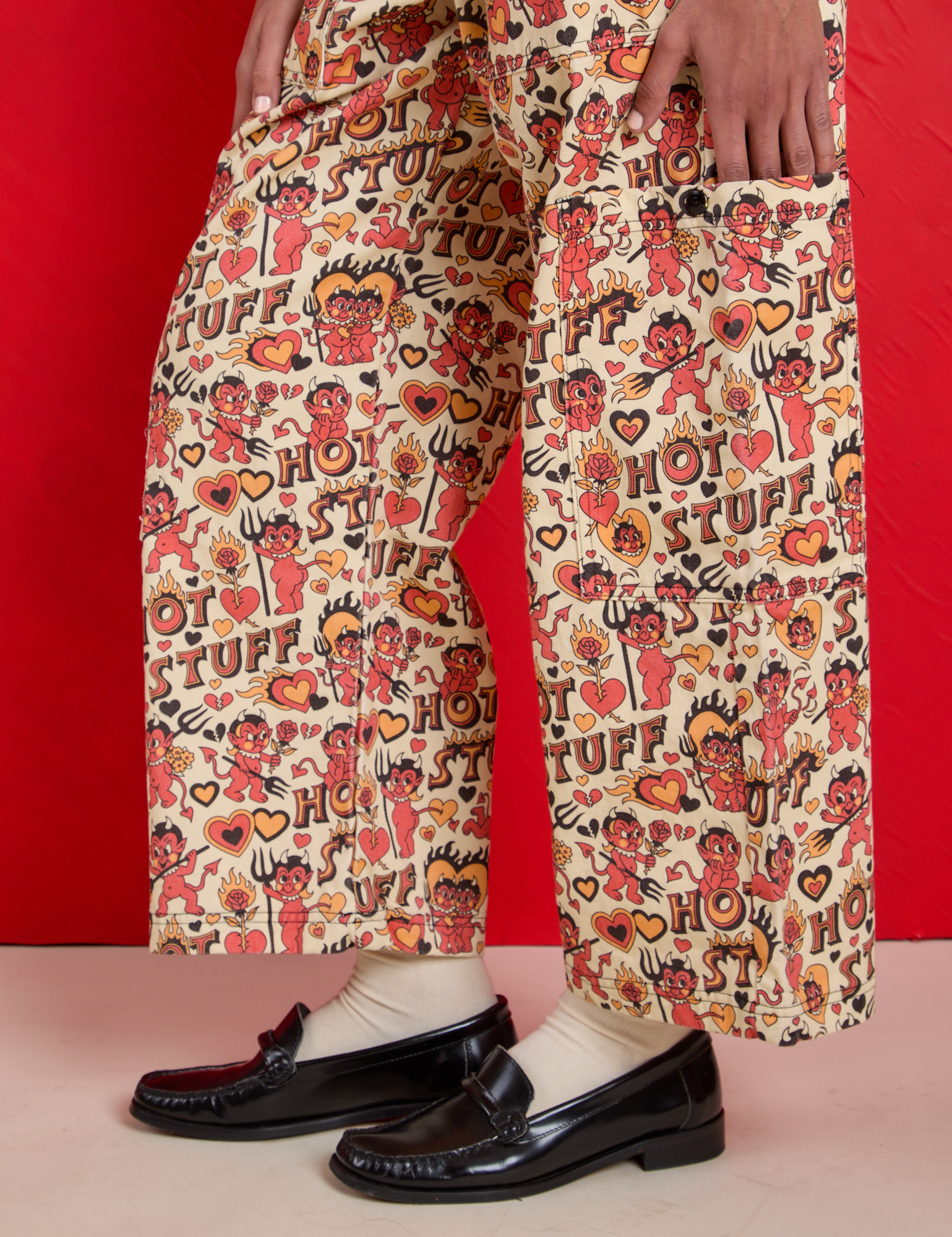 Hot Stuff Drop Pocket Cargo Pants pant leg close up on Shahana