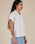 Pantry Button-Up in Vintage Tee White side view on Anthony