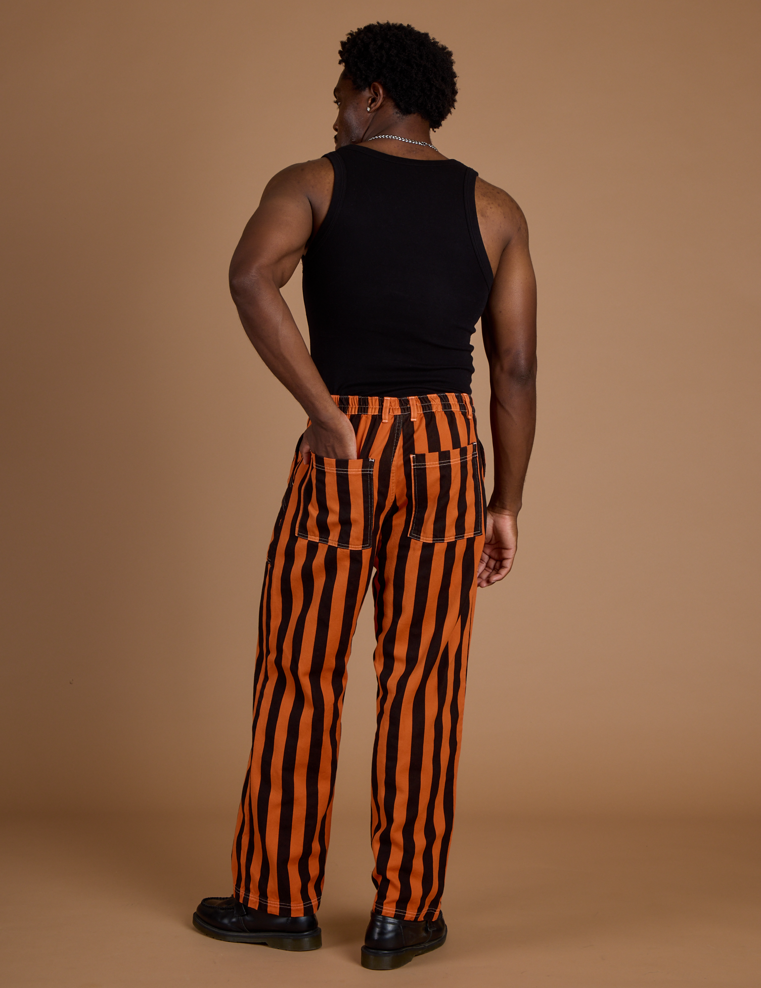 Black Stripe Work Pants - Construction Orange