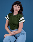 Painted Vintage Tee in Evergreen worn by Alex