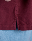Painted Pantry Button-Up in Red Wine side vent close up