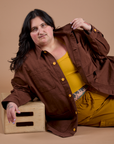 Ripstop Field Coat in Fudgesicle Brown worn by Sam