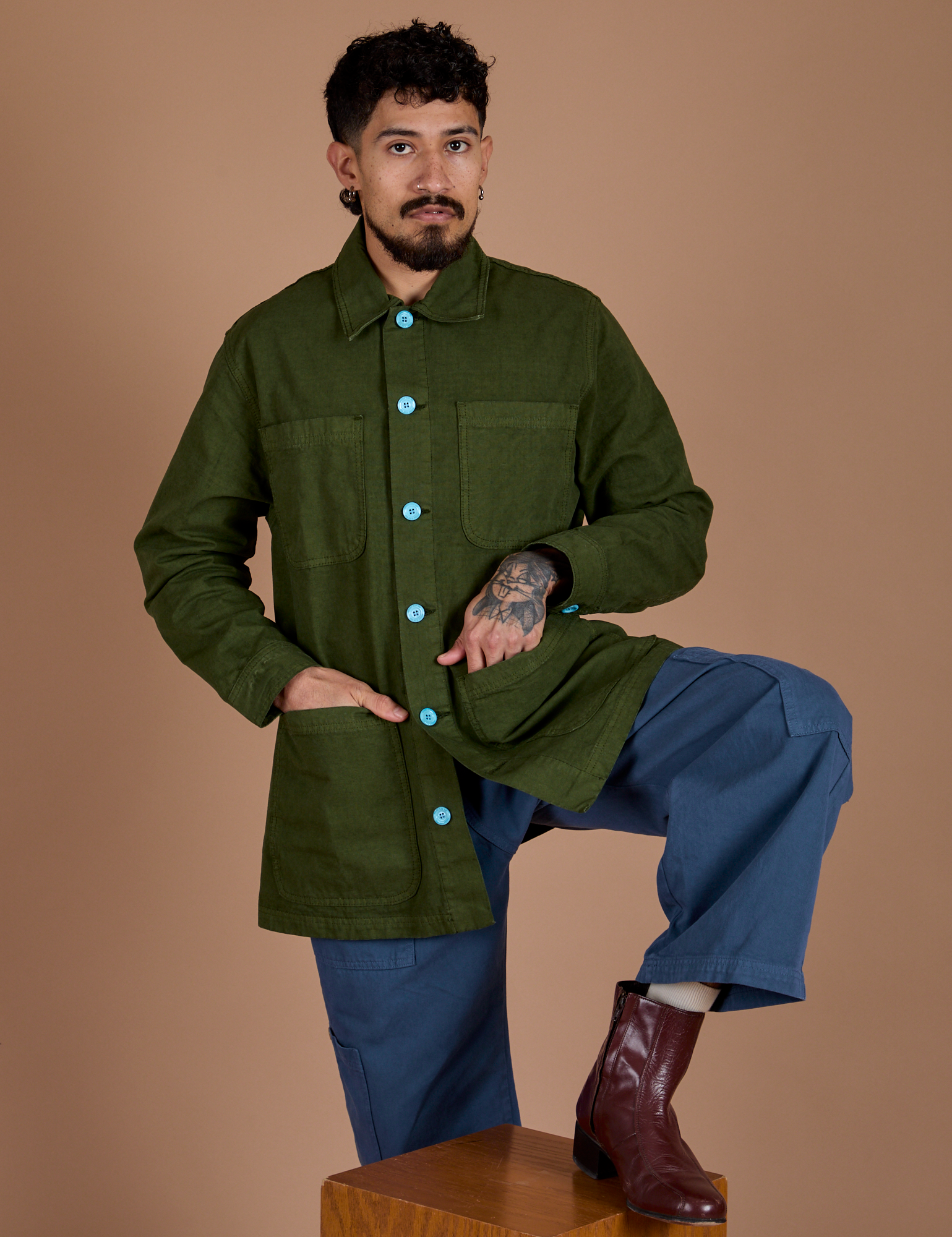 Ripstop Field Coat in Evergreen on Jesse