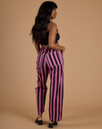 Black Stripe Work Pants - Bubblegum Pink